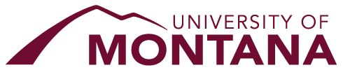 A logo with the text &quot;University of Montana&quot; in burgundy lettering with an illustration of a mountain that is also an &quot;M&quot;